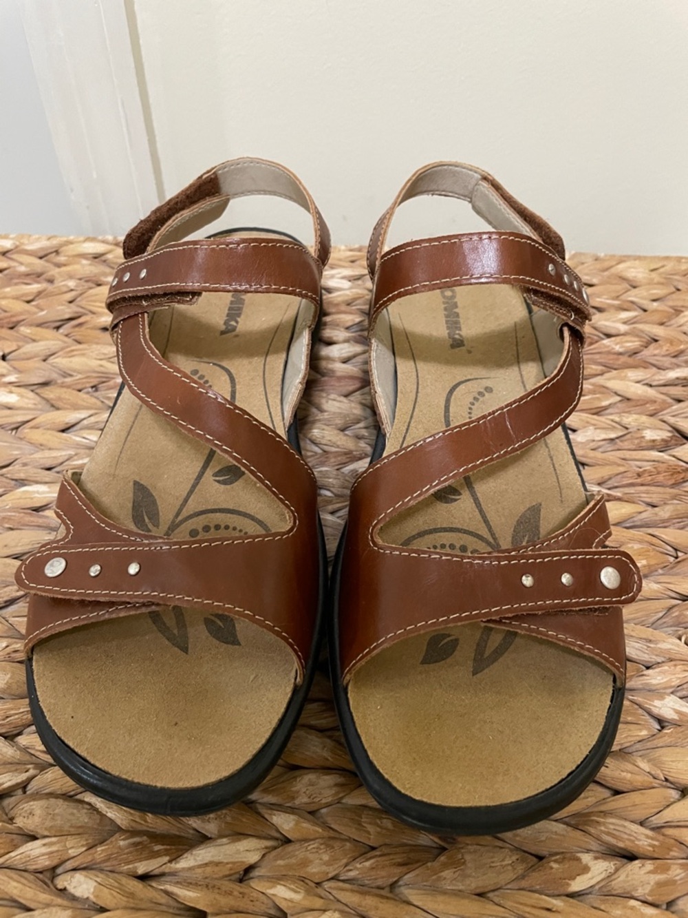 Romika Brown Leather Adjustable Strap Sandals